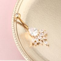 Simple Style Leaf Stainless Steel Plating Zircon Belly Ring 1 Piece main image 3