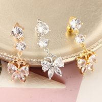 Fashion Butterfly Stainless Steel Inlay Zircon Belly Ring 1 Piece main image 3