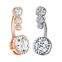Simple Style Geometric Stainless Steel Plating Zircon Belly Ring 1 Piece sku image 2