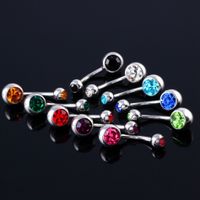 Fashion Geometric Stainless Steel Inlay Zircon Belly Ring main image 2