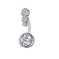 Simple Style Flower Stainless Steel Inlay Zircon Belly Ring 1 Piece sku image 2