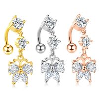 Fashion Butterfly Stainless Steel Inlay Zircon Belly Ring 1 Piece main image 2