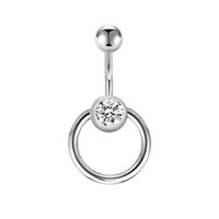 Simple Style Geometric Stainless Steel Plating Zircon Belly Ring 1 Piece sku image 1