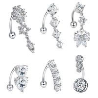 Simple Style Flower Stainless Steel Inlay Zircon Belly Ring 1 Piece main image 1