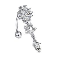 Simple Style Flower Stainless Steel Inlay Zircon Belly Ring 1 Piece sku image 9