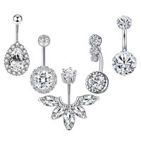 Fashion Water Droplets Stainless Steel Inlay Zircon Belly Ring 5 Pieces main image 3