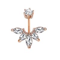 Fashion Water Droplets Stainless Steel Inlay Zircon Belly Ring 5 Pieces sku image 9
