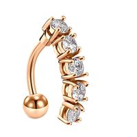 Simple Style Flower Stainless Steel Inlay Zircon Belly Ring 1 Piece sku image 3