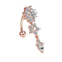 Simple Style Flower Stainless Steel Inlay Zircon Belly Ring 1 Piece sku image 10