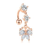 Simple Style Flower Stainless Steel Inlay Zircon Belly Ring 1 Piece sku image 12
