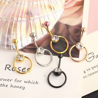 Simple Style Geometric Stainless Steel Plating Zircon Belly Ring 1 Piece main image 1
