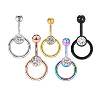 Simple Style Geometric Stainless Steel Plating Zircon Belly Ring 1 Piece main image 6