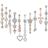 Simple Style Heart Shape Bow Knot Stainless Steel Plating Zircon Belly Ring 1 Piece main image 2
