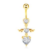Simple Style Heart Shape Bow Knot Stainless Steel Plating Zircon Belly Ring 1 Piece sku image 10
