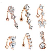 Simple Style Flower Stainless Steel Inlay Zircon Belly Ring 1 Piece sku image 14