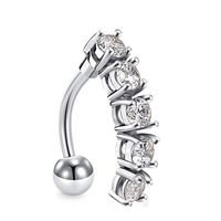 Simple Style Flower Stainless Steel Inlay Zircon Belly Ring 1 Piece sku image 1