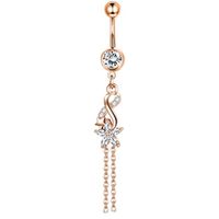 Simple Style Heart Shape Bow Knot Stainless Steel Plating Zircon Belly Ring 1 Piece sku image 9