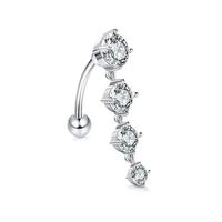 Simple Style Flower Stainless Steel Inlay Zircon Belly Ring 1 Piece sku image 6