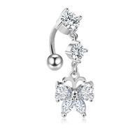 Simple Style Flower Stainless Steel Inlay Zircon Belly Ring 1 Piece sku image 11