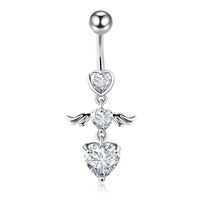 Simple Style Heart Shape Bow Knot Stainless Steel Plating Zircon Belly Ring 1 Piece sku image 5