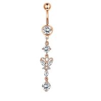 Simple Style Heart Shape Bow Knot Stainless Steel Plating Zircon Belly Ring 1 Piece sku image 18