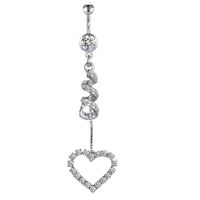 Simple Style Heart Shape Bow Knot Stainless Steel Plating Zircon Belly Ring 1 Piece sku image 6