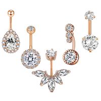 Fashion Water Droplets Stainless Steel Inlay Zircon Belly Ring 5 Pieces sku image 14