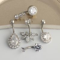 Fashion Water Droplets Stainless Steel Inlay Zircon Belly Ring 5 Pieces main image 5