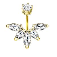 Fashion Water Droplets Stainless Steel Inlay Zircon Belly Ring 5 Pieces sku image 8