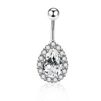 Fashion Water Droplets Stainless Steel Inlay Zircon Belly Ring 5 Pieces sku image 10