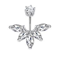 Fashion Water Droplets Stainless Steel Inlay Zircon Belly Ring 5 Pieces sku image 6