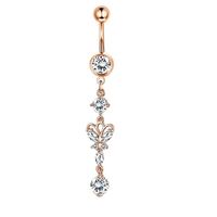 Simple Style Leaf Stainless Steel Inlay Belly Ring 1 Piece sku image 18