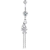 Simple Style Heart Shape Bow Knot Stainless Steel Plating Zircon Belly Ring 1 Piece sku image 4