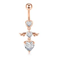 Simple Style Heart Shape Bow Knot Stainless Steel Plating Zircon Belly Ring 1 Piece sku image 13