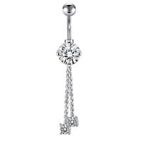Simple Style Heart Shape Bow Knot Stainless Steel Plating Zircon Belly Ring 1 Piece sku image 3