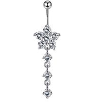 Simple Style Heart Shape Bow Knot Stainless Steel Plating Zircon Belly Ring 1 Piece sku image 2
