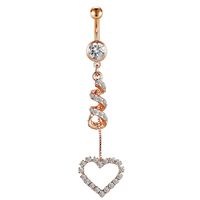 Simple Style Heart Shape Bow Knot Stainless Steel Plating Zircon Belly Ring 1 Piece sku image 14