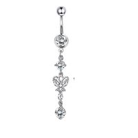Simple Style Leaf Stainless Steel Inlay Belly Ring 1 Piece sku image 12