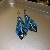 Luxurious Feather Copper Inlay Rhinestones Drop Earrings 1 Pair main image 5