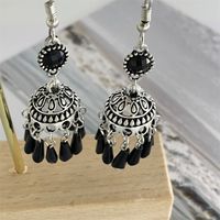 Retro Geometric Metal Inlay Artificial Pearls Women's Drop Earrings 1 Pair sku image 4