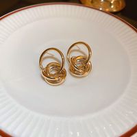 Fashion Geometric Copper Gold Plated Ear Studs 1 Pair main image 1
