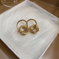 Fashion Geometric Copper Gold Plated Ear Studs 1 Pair main image 2