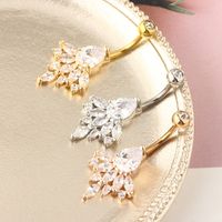 Simple Style Leaf Stainless Steel Plating Zircon Belly Ring 1 Piece main image 1