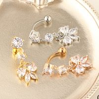 Fashion Butterfly Stainless Steel Inlay Zircon Belly Ring 1 Piece main image 6