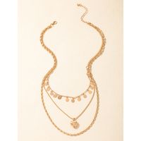 Simple Style Heart Shape Alloy Plating Women's Layered Necklaces main image 3