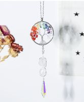 Croix-frontière Vente Chaude Sept Couleurs Cristal Gravier Chanceux Arbre Pendentif Sun Catcher Décoration Carillons Éoliens Cristal Éclairage Cadeau main image 3