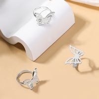 Simple Style Butterfly Alloy Silver Plated Women's Open Ring 1 Set main image 4
