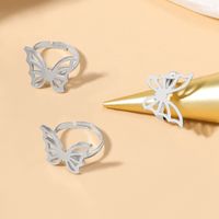 Simple Style Butterfly Alloy Silver Plated Women's Open Ring 1 Set main image 3