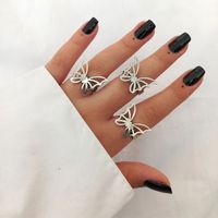 Simple Style Butterfly Alloy Silver Plated Women's Open Ring 1 Set main image 1