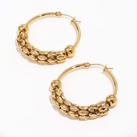 1 Pair Fashion Round Gold Plated Stainless Steel Gold Plated Hoop Earrings main image 1